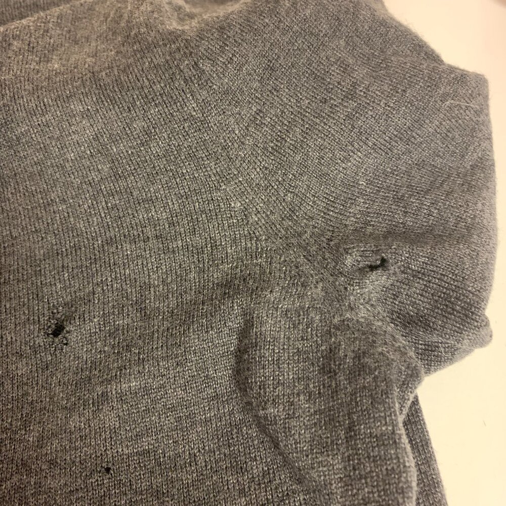 Merino Wool Sweaters Mens Size M FLAWED Holes 1 Brown & 1 Grey Warm Soft AS IS - Picture 5 of 12